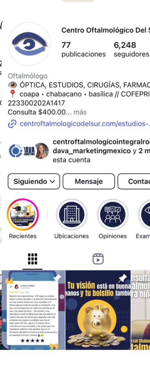 Instagram del Centro Oftalmológico del Sur